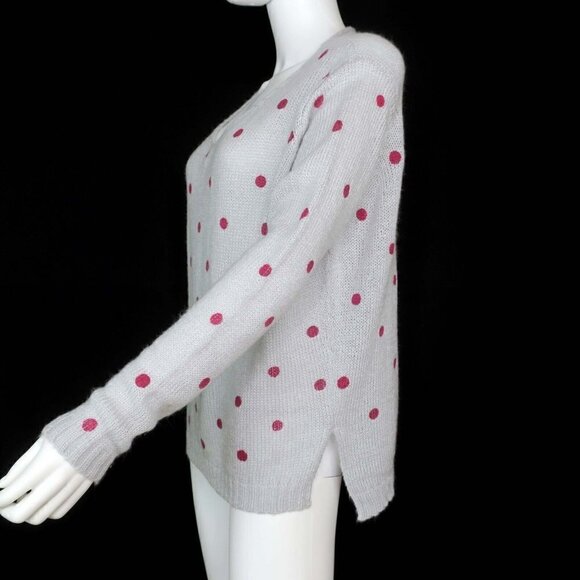 Wooden Ships Oversized Knit Sweater V-Neck Mohair Blend Polka Dot Women's XS/SM - Picture 2 of 5